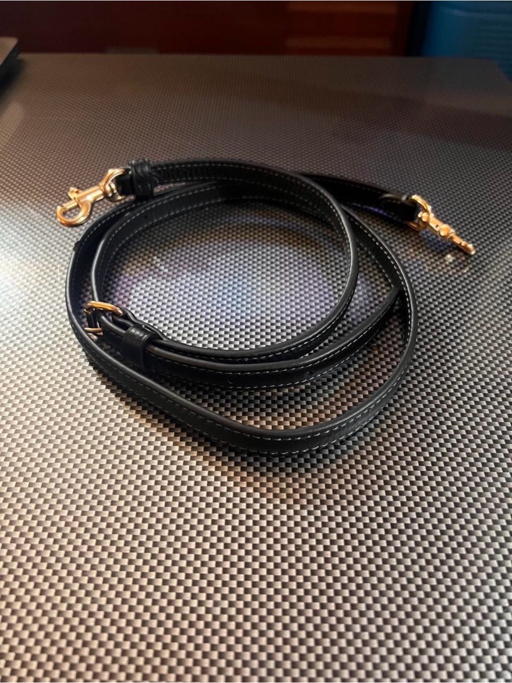 Coach Black Leather crossbody replacement Strap with Gold Hardware - Picture 3 of 3